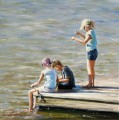 Copains de pêche plage Impressionnisme enfant